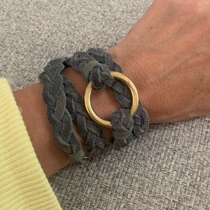 Magnolia distressed grey & gold wrap bracelet